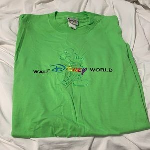 Vintage 2000s Green Mickey Disney World Tee